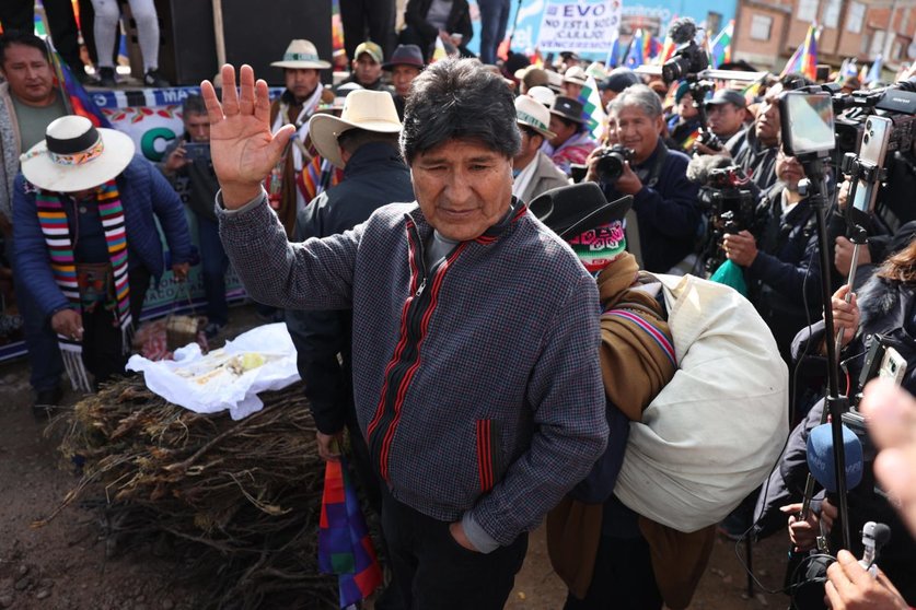 Evo Morales en la marcha desde Caracollo. (Foto: Qué Pasa Media).